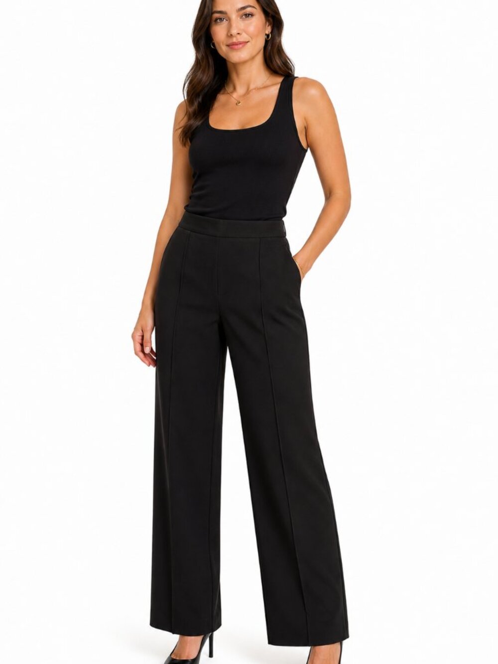 Vince Straight Leg Black Ankle Trousers (Med)